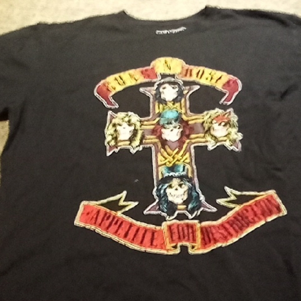 Men's Black Large Guns N Roses Appetite For Destruction Band Shirt Music Concert